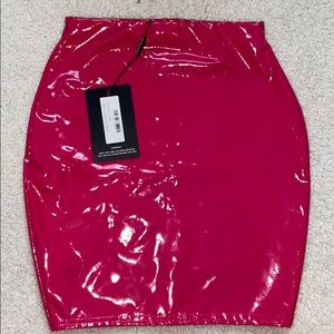 Petite Hot Pink Vinyl Mini Skirt Size USA 2